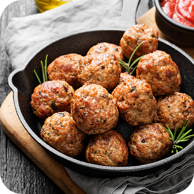 plant-based meatballs on platter